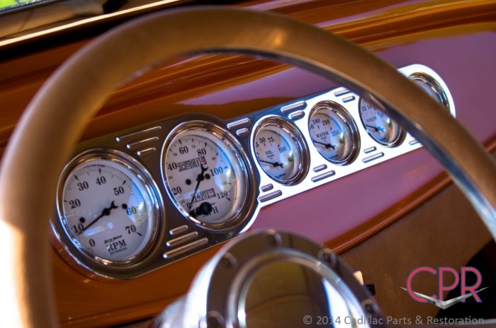 Stunning dash of the 1932 Ford hot rod built by CPR