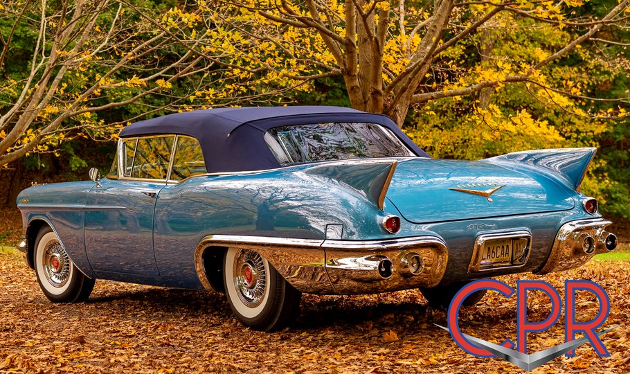 Tailfin view of a restored 1957 Cadillac Eldorado Biarritz