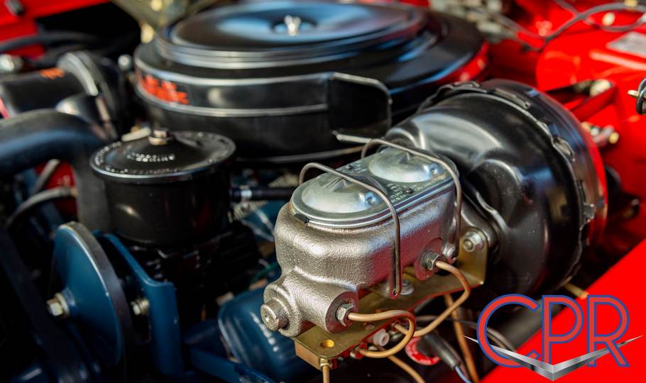 Restored 1957 Cadillac engine bay compartment